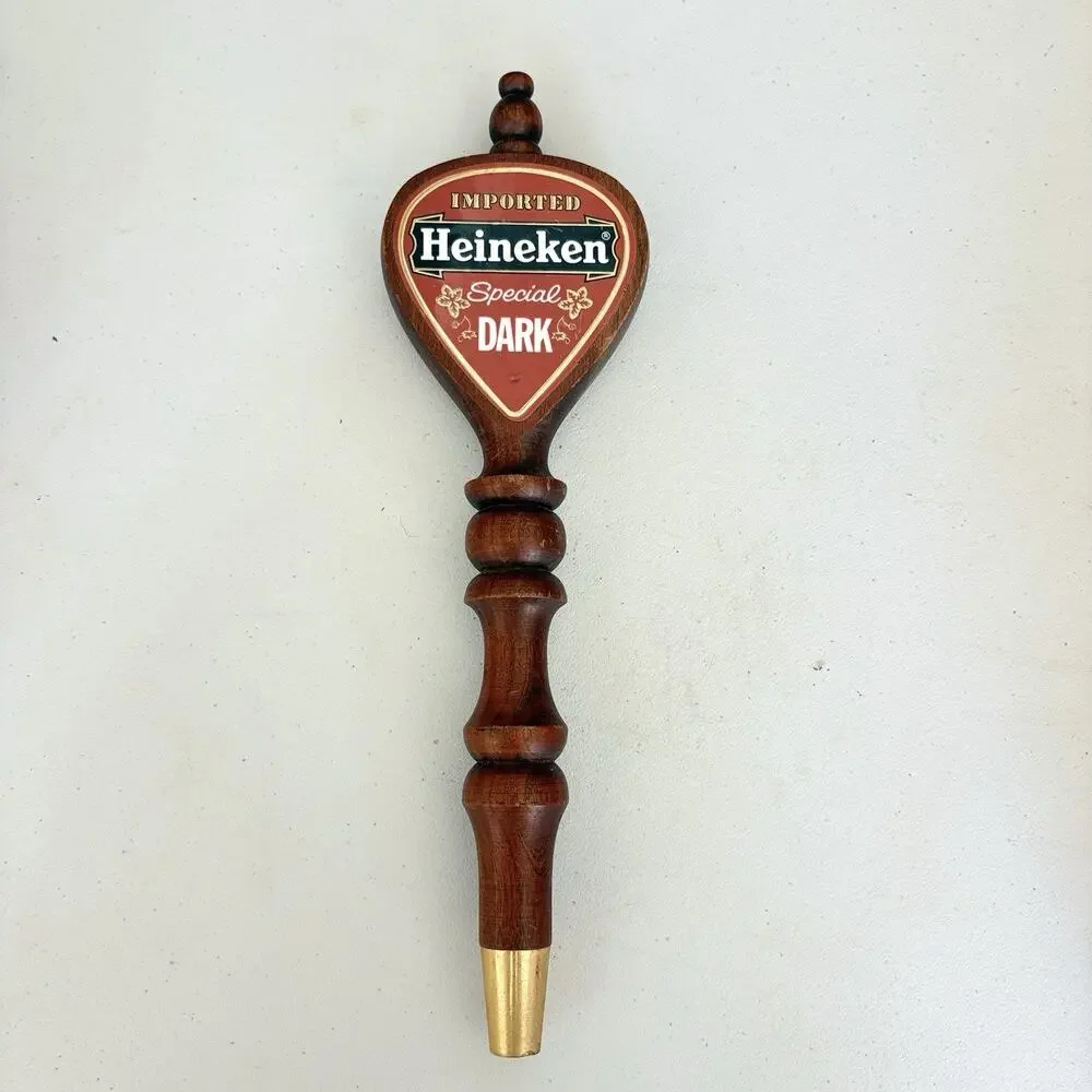 Vintage Heineken Special Dark Beer Tap Handle Wooden Keg Double Sided Handle 12”